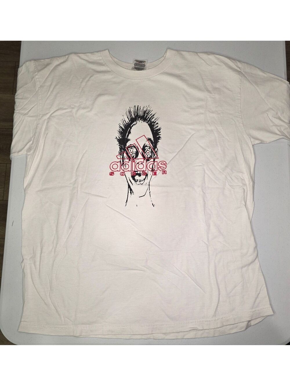 Vintage Adidas Soccer Hellstar Like Face Tee